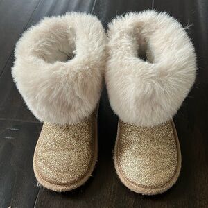 Furry gold boots